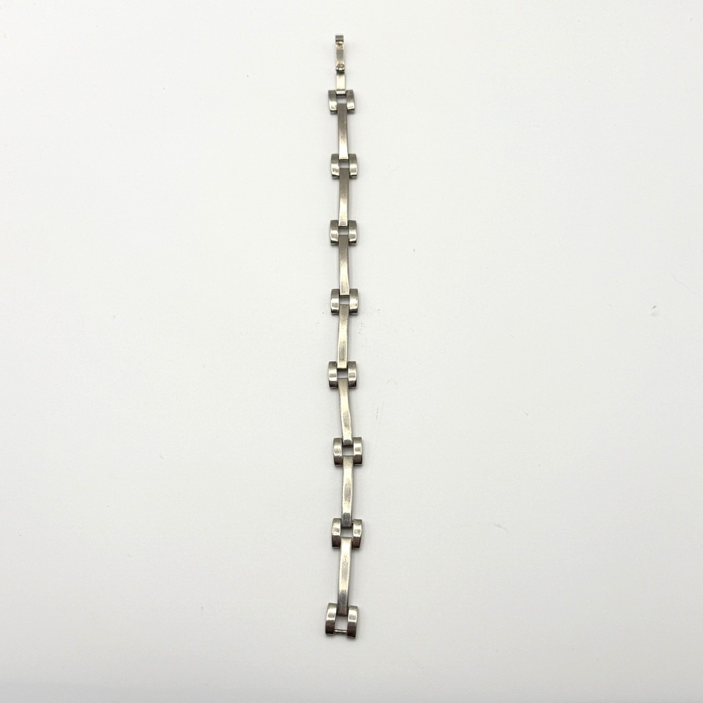 Sterling Silver Boxy Link Bracelet 925 Solid 21.5g 8 Inch Square Chain